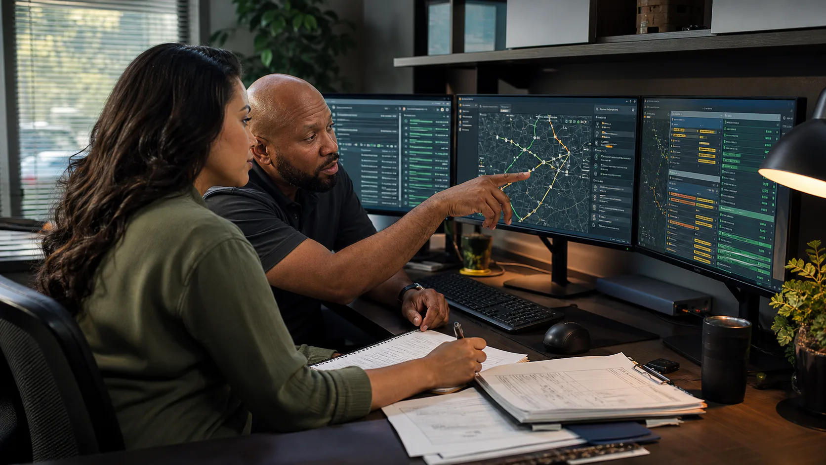 Student learning under the direct supervision of an experienced auto transport dispatcher